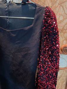 Black Dress with Sequin Sleeves