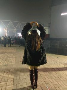 Stylish Black Furry Coat