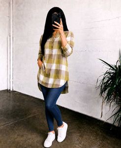 Casual Plaid Tunic Top