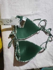 Green Floral Print Bikini Top
