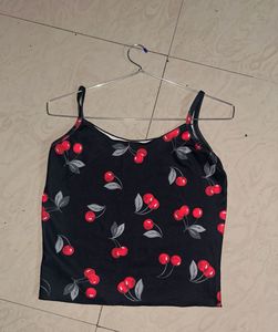 Cute Cherry Print Crop Top