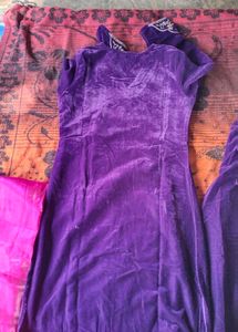 women purple velvet kurti pant dupatta set