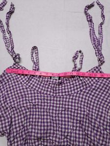 Purple Gingham Crop Top with Straps