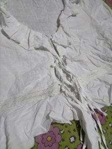 skirt White Ruffled Lace-Up Crop Top co