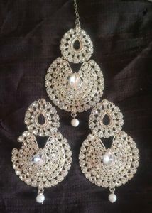 Elegant Chandbali Earrings &amp; Maang Tikka Set ✨