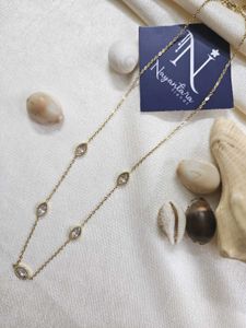 Anti-tarnish Stone Studded Long Chain Necklace
