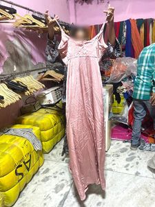 Elegant Pink Satin Wrap Dress