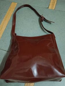 Stylish Brown Patent Leather Hobo Bag