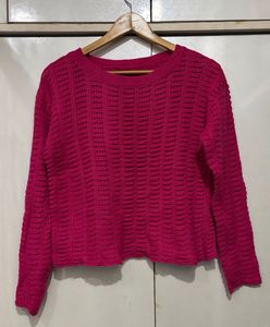 Magenta Textured Knit Sweater