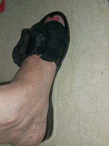 Franco Banetti Black Floral Slide Sandals