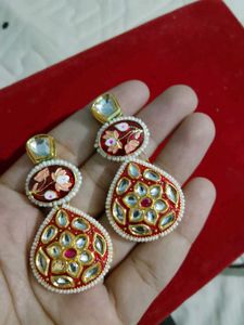 Elegant Red Floral Drop Earrings
