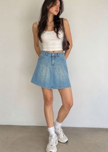Y2K Denim Pleated Skirt