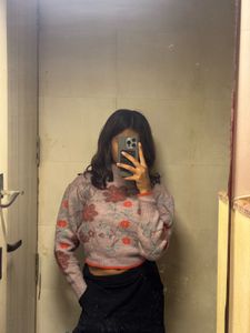 Floral Print Cropped Sweater