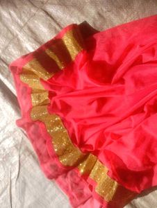 Light Red  &amp; Gold Embroidered Anarkali