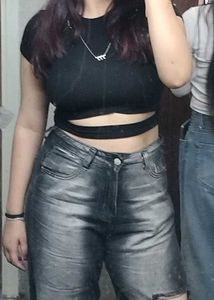 Stylish Black Distressed Denim Jeans