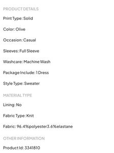 olive solide high neck sweater dress