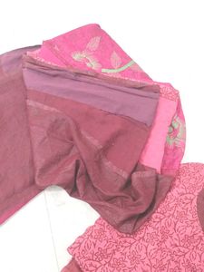 Maroon Floral Saree with Blouse