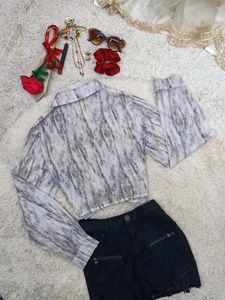 Stylish Marble Print Crop Top