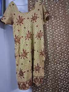 Embellished Chanderi Silk Golden Suit
