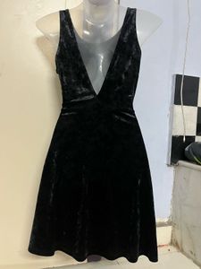 Branded Black Velvet Sleeveless Mini Dress