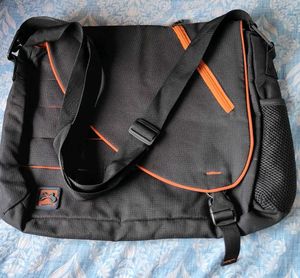 Black and orange bag with adjustable straps