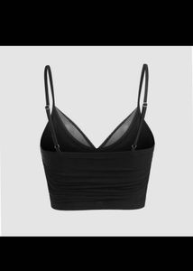 Chic Black Mesh Wrap Crop Top