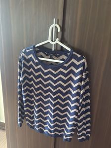 Navy &amp; Gold Chevron Knit Sweater