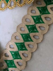 Embellished Green and Golden Lace