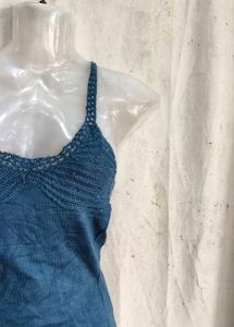 Teal Crocheted Strap Tank Top