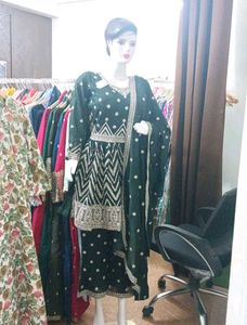 Elegant Dark Green Kurta Set with Dupatta