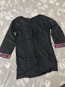 Embroidered black short kurti
