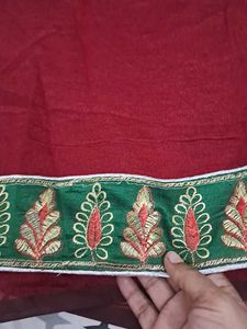 Maroon Embroidered Saree with Green Border