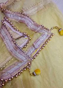 Elegant heavy Yellow Dupatta with Pearl