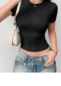 Black Cropped T-Shirt