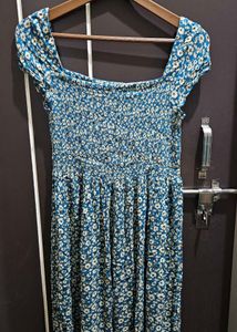 Blue Floral Print Maxi Dress