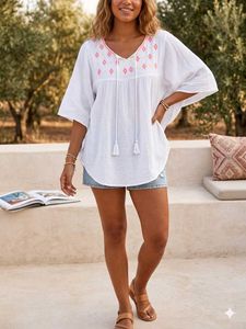 Boho Embroidered Tunic Top
