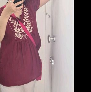 Embroidered Maroon top