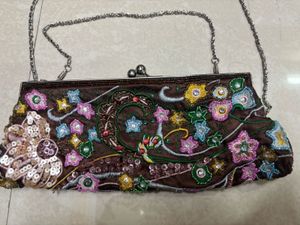Vintage Beaded &amp; Sequin Embroidered Kiss-Lock Even