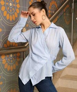 Stylish Striped Wrap Blouse