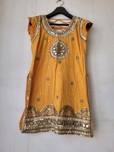Heavy Mirror Work and Silk Kurta With Sequin Work