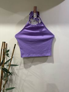 Cute Lilac Halter Backless Crop Top