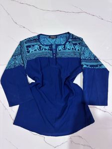 Blue Elephant Print Kurta