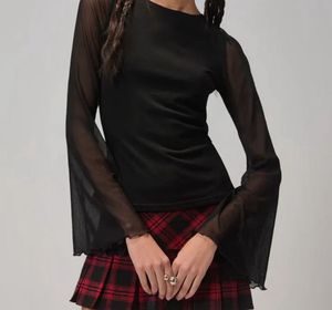 Sheer backlesss Bell Sleeve Top