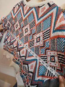 Boho Geo Print Sweater &amp; Wide Leg Jeans