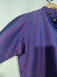 Vintage Purple Checkered Stand Collar Shirt