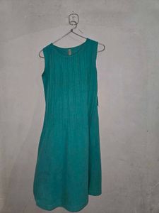 Teal Pleated Sleeveless Dress