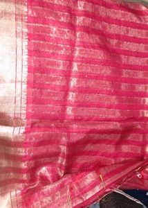 Elegant Red Silk Saree with Gold Border