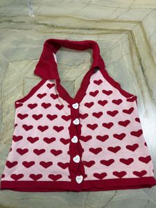 Cute Heart Print Halter Top