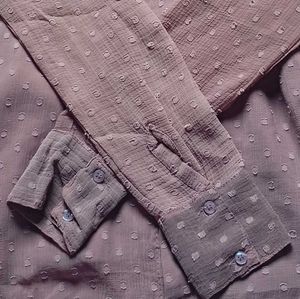 Sheer Dobby Dot Button-Up Shirt