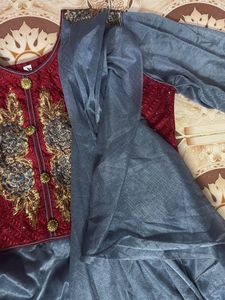 beautiful gray anarkali kurti